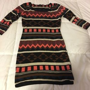 Mixed print sweater dress very warm and comfy